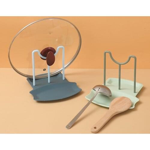 Kitchen Multifunctional Shelf Countertop Non-perforated Spoon Storage Rack Kitchen Dish Pot Lid Spoons Holder Bracket