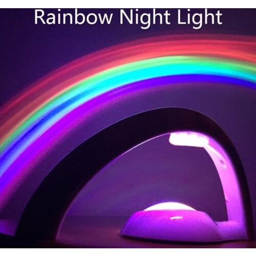 LIGINWAAT LED Colorful Rainbow Night Light Romantic Sky Rainbow Projector Lamp Portable Home Decor For Children Sleeping Bedroom
