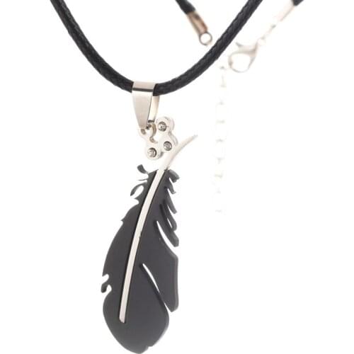 2018 New Men and Women Necklace Cool Black Feather Pendant Necklace Zircon Leather Necklace Best Friend Gift Jewelry