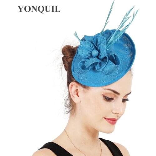 New Arrival Womens Pretty Imitation Sinamay Fascinator Hat On Hairbands Cocktail Wedding Church Headpiece Craft Multiple Colors