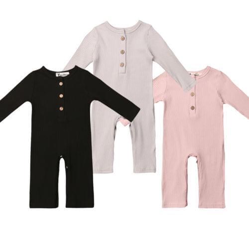 Newborn Baby Girl Boy Floral Solid Romper Jumpsuit Outfits Set Clothes Casual Size 0-24M