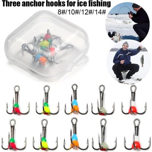 Newly 8# 10# 12# 14# Fishing Hooks Winter Ice Fishing Three-jaw Hook High Carbon Steel Tackle Tools