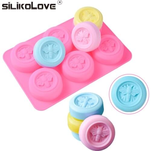 SILIKOLOVE 8 Cavity Bee Silicone Mold Soap Form Round Soap Making Tools DIY Homemade 3d Craft Bath Bomb,Resin