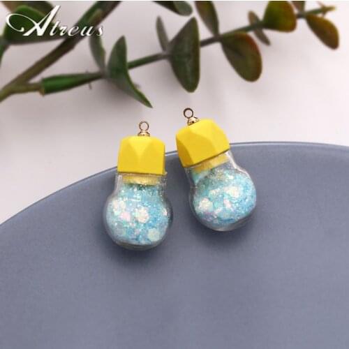 Cute Green Light Bulb Shape Dangle Charms DIY Making Earrings Necklace Handmade Resin Jewelry Finding Supplies Accessories