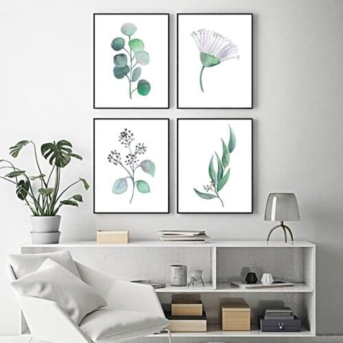 Nordic Wall Art Blue Palm Leaf Plant Canvas Painting Poster Print Botanical Scandinavian Decoration Picture Artwork Home Decor