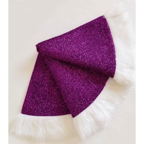 Sorrento 50" Boucle Shiny Glitter Luxury Christmas Tree Skirt with white faux fur border Purple Color skirt Christmas decoration