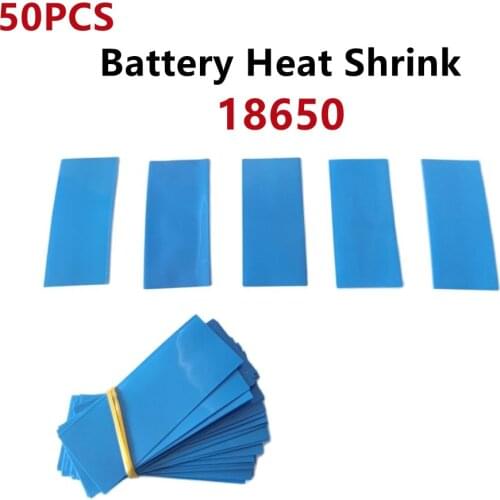 50pcs 18650 Battery Wrap PVC Heat Shrink Tubing Precut for Battery Film Tape Battery Cover Shrinking Tube
