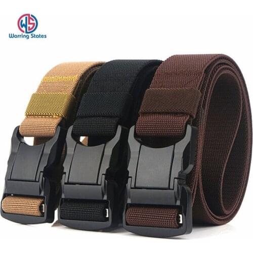 Warring States High Quality New Mens Nylon Tactical Belt Elastic Braided Belt Black Zinc Alloy Buckle Gifts for Men