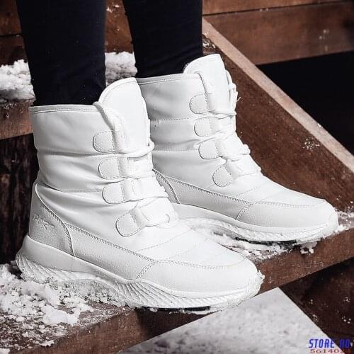Women Boots Winter White Snow Boot Short Style Water-resistance Upper Non-slip Quality Plush Black Botas Mujer Invierno