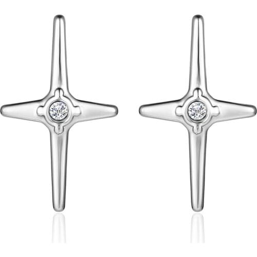 1 Pairs Cross Stud Earrings for Men Woman Rhineston Stainless Steel Earrings Fashion Punk Jewelry