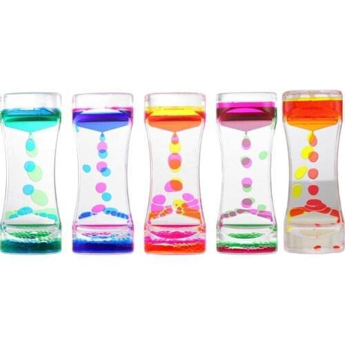 1PC Single Color Timer Sandglass Waist Shape Oil Hourglass Liquid Motion Bubble Desk Toys Gifts Decoration for Home
