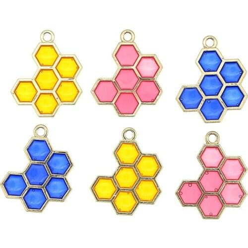 10pcs/pack 17*21mm Cute Honey Enamel Charms Epoxy Pendant For Necklace Bracelet DIY Fashion Jewelry Accessories Findings