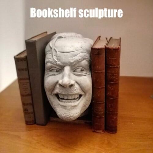 2021 Sculpture Of The Shining Bookend Library Here’s Johnny Sculpture Resin Desktop Ornament Book Shelf Home Decoration Dropship