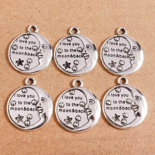 5pcs 22*27mm Alphabet Letter Love Charms Pendants for Making DIY Earrings Necklaces Moon Star Charms Jewelry Craft Accessories