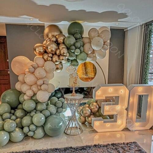 88pcs Skin Bean Green Metal Gold Balloon Garland Arch Jungle Safari Theme Party Kids Birthday Party Baby Shower Wedding Decors