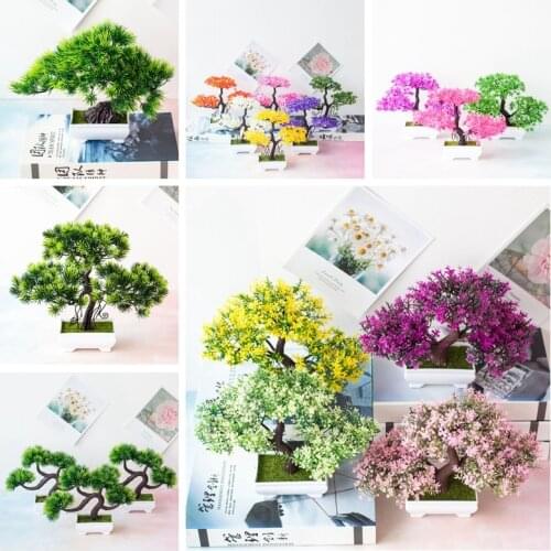 39Styles Large Green Artificial Guest Greeting Pine Tree Potted Bonsai Home Bedroom Living Room Bathroom Decoration Fake Plants