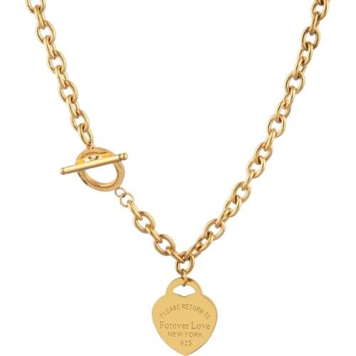 Women’s Stainless Steel Necklaces Forever Love Heart Pendant Necklace Thick Chain Necklaces For Women Design Necklaces Jewelry