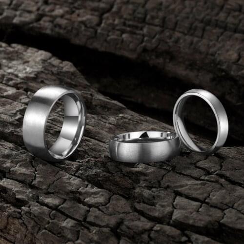 Eamti 4/6/8mm Brushed Simple Silver Color Titanium Ring Men High Polished Wedding Band Engagement Rings Women Male Jewelry