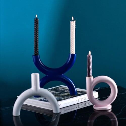 European Luxury Modern Ceramic Candlestick Home Supplies Candle Holder Dinner Party Decor Props Crafts Coffee Shop Ornament