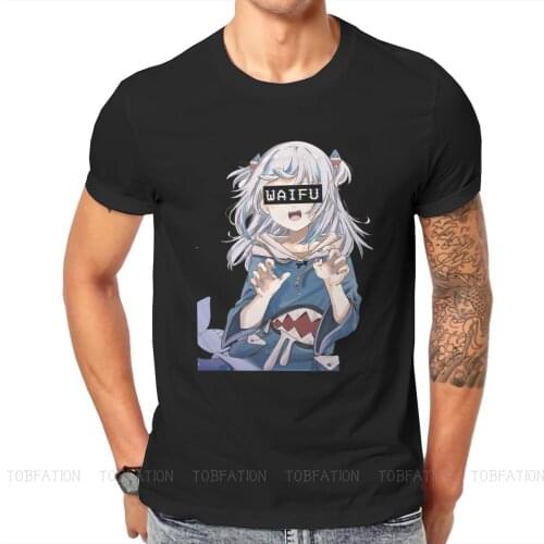 Gawr Gura Waifu Hololive VTuber Tshirt Alternative Punk T shirt Streetwear Homme Pure Cotton Oversized Tees Tops