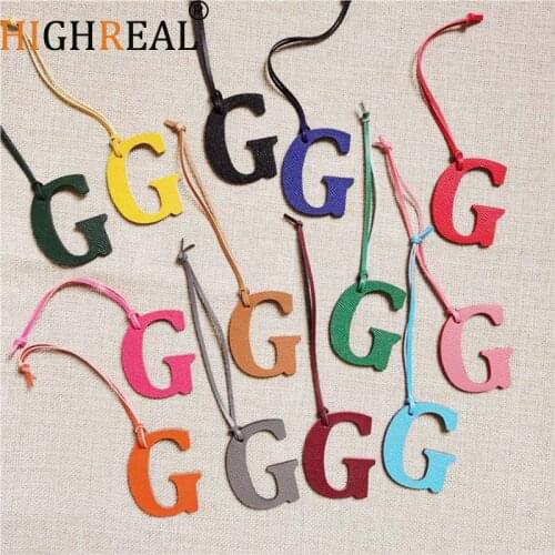 HIGHREAL Custom Made Luxury Genuine Leather Character Letter G Keychain Women Bag Charm Backpack Pendant