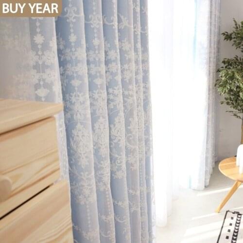 Korean Style Curtains for Living Dining Room Bedroom Stitching Lace Curtains Girls Bedroom Finished Products Customization