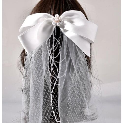 Short Bridal Wedding Veils with Large Bow Knot Lightweight Elegant Style Durable Comfortable to Wear for Bride LXH
