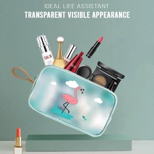 Cosmetic Bag Organizer Waterproof Portable Makeup Bag Mini Solid Color Flamingo Travel Toiletry Storage Bag Beauty Wash Pouch