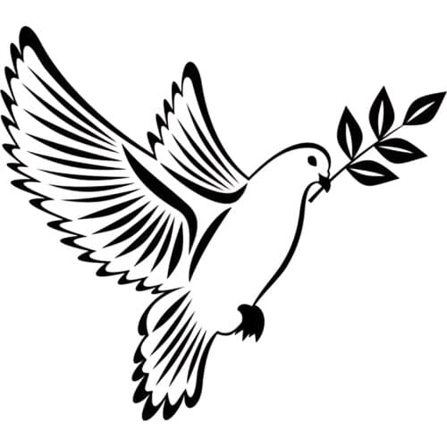 Creative Dove of Peace with Olive Branch Birds Car Sticker Decal Window Decoration Windshield Motorcycle Laptop PVC 16cm X 14cm