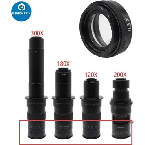 0.5X 2.0X 0.35X Barlow Auxiliary Objective Glass Lens For for Zoom 180X-300X C-MOUNT Lens Industrial Video Microscope Camera