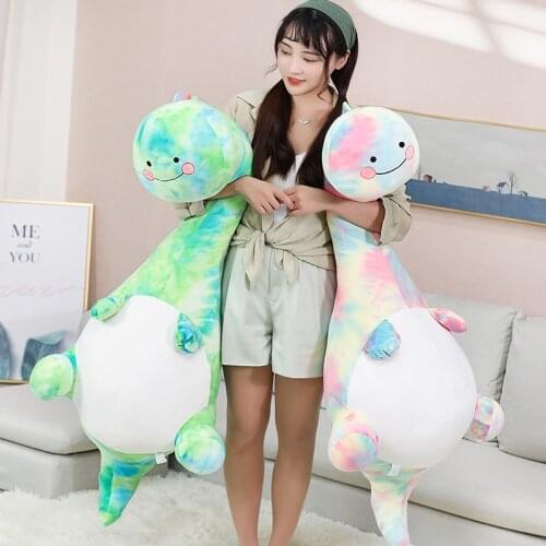 70/100/130CM Cute Lying Rainbow Dinosaur Plush Toys Stuffed Soft Animal Doll Sleeping Pillow for Children Kids Birthday Gift