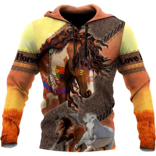 Fashion Love Horse autumn winter Sweatshirt 3D print Unisex casual Zip Hoodie original street style Hoodie