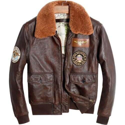 Real Genuine Cow Leather Jacket Men Cowhide Motorcycle Male Vintage Brown Fur Collar Winter Pilot Aviator Coat Plus Size 3XL