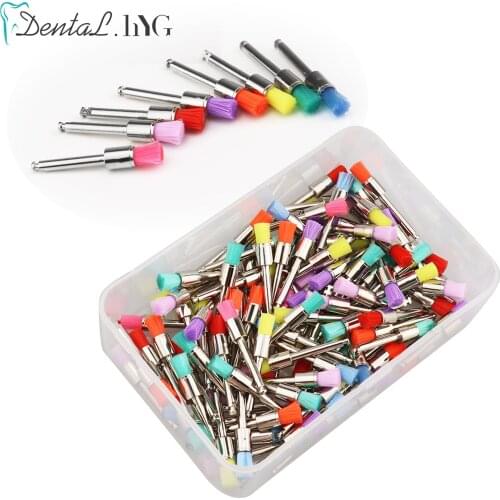 100Pcs/Box Dental Lab Nylon Latch Small Flat Polishing Polisher Prophylaxis Brushes Disposable Dental Care Brush Head