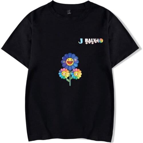 New Singer J BALVIN T-shirt Personality Kawaii Boys/girls Tees Fashion Men/women Clothes Y2K Summer Sun Flower Kids Pullovers