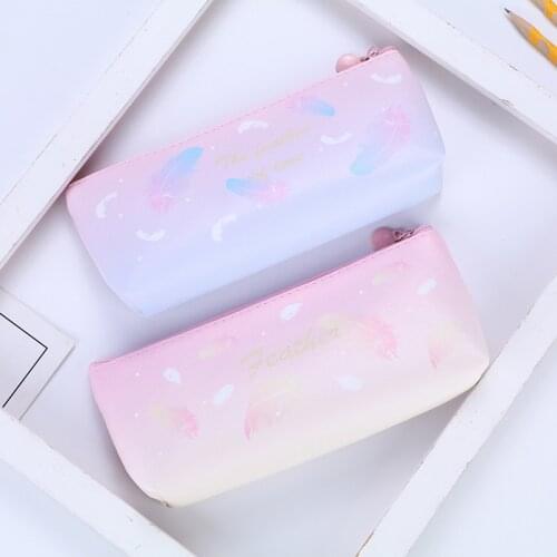 1Pcs Kawaii Pencil Case Feather High Capacity Gift School Pencil Box Pencil Case Pencil Bag School Supplies Stationery