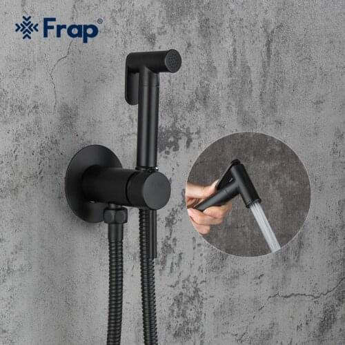 FRAP Black Bidet Faucet washer mixer muslim ducha brass higienica cold and hot water tap crane square shower bidet spray F7505-6