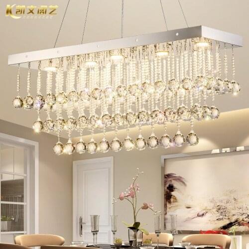 Restaurant light crystal chandelier rectangular crystal lamp LED living room multi-layer simple bar table lamp crystal lamp