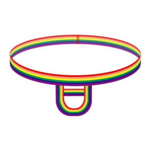 Sexy Men Colorful Ring Cockring Open Crotch G-String Rainbow Thongs Brief Underwear Exotic Lingerie Underpants Male Panties