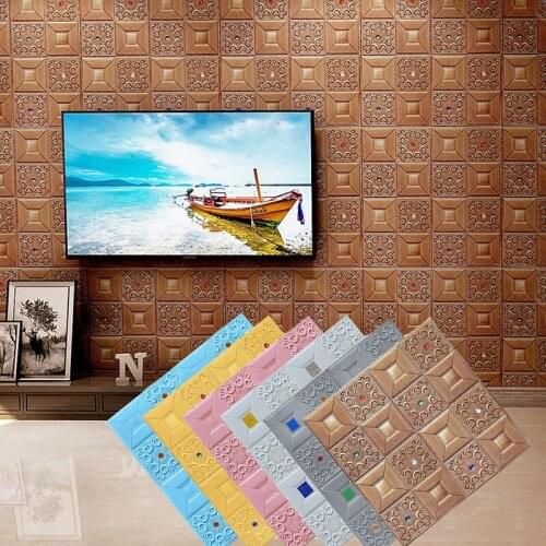 XPE Anti-Noise Wallpaper DIY Background Roof Decoration 3D Self-Adhesive Foam Waterproof Wall Sticker Ceiling Home Decoration