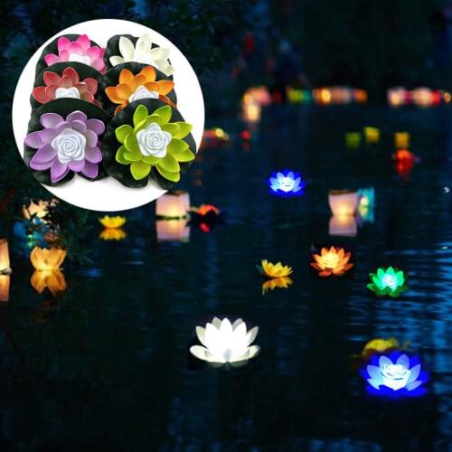 Led Waterproof Flower Light Floating Fountain Pond Garden Pool Night Lamp Buddhism Blessing Landscape Garden Festival Decoration