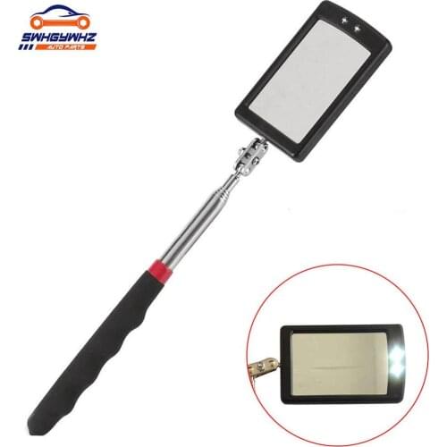 Vehicle Bottom Led Telescopic Nonslip Inner Wall Inspection Mirror Dual Ball Joint 360 Degree Rotating Car Detection Tool