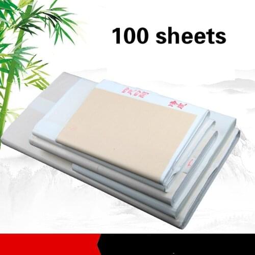 100 Sheets Chinese Calligraphy Paper Traditional Xuan Paper Chinese Semi-raw Rice Paper Landscape Painting Craft Supplies