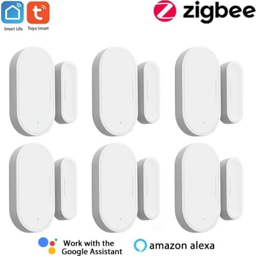 Tuya Smart Life Zigbee Door Window Sensor Open Entry Smart Security Alarms Compatible with Alexa Google Home Requre Gateway