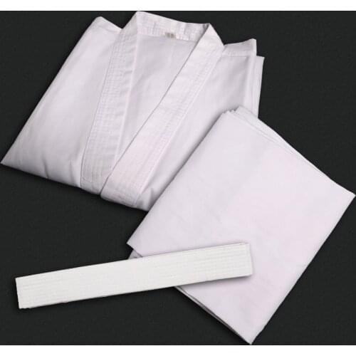 White collar good fabric Breathable cotton Karate Uniform dobok adult men women Kids V-neck Karate clothes suits with a belt
