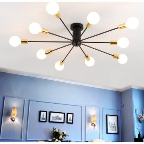 Vintage LED Chandeliers Industrial Loft Iron E27 Pendant Lighting Fixtures Metal Spider Black White Ceiling Lamp