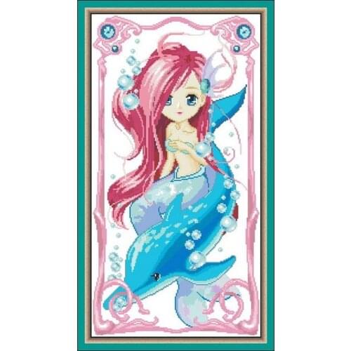 Customized Embroidery Daughter of the Sea Cross Stitch Pattern Creator with 100% Cotton Flosses & Free Shipping for Wall Decor