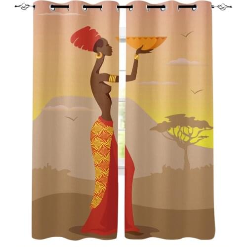 Window Curtain African Woman Blackout Curtain for The Bedroom Living Room Kitchen Curtain Panel Study Blackout Curtain