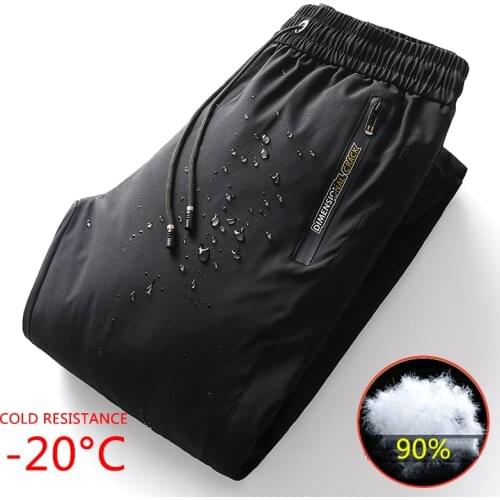 KKSKY 2020 Winter 90% White Duck Down Men Pants Casual Thick Waterproof Mens Cold-proof Trousers Warm Outside Down Pants Homme