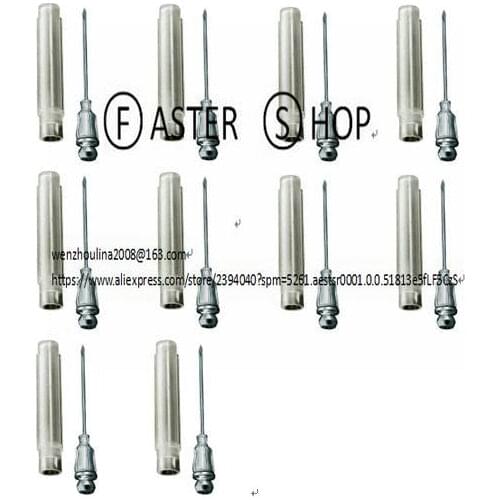 10 sets Grease Gun Injector Needle Nozzle Stainless Steel Protective Plastic Holder Long